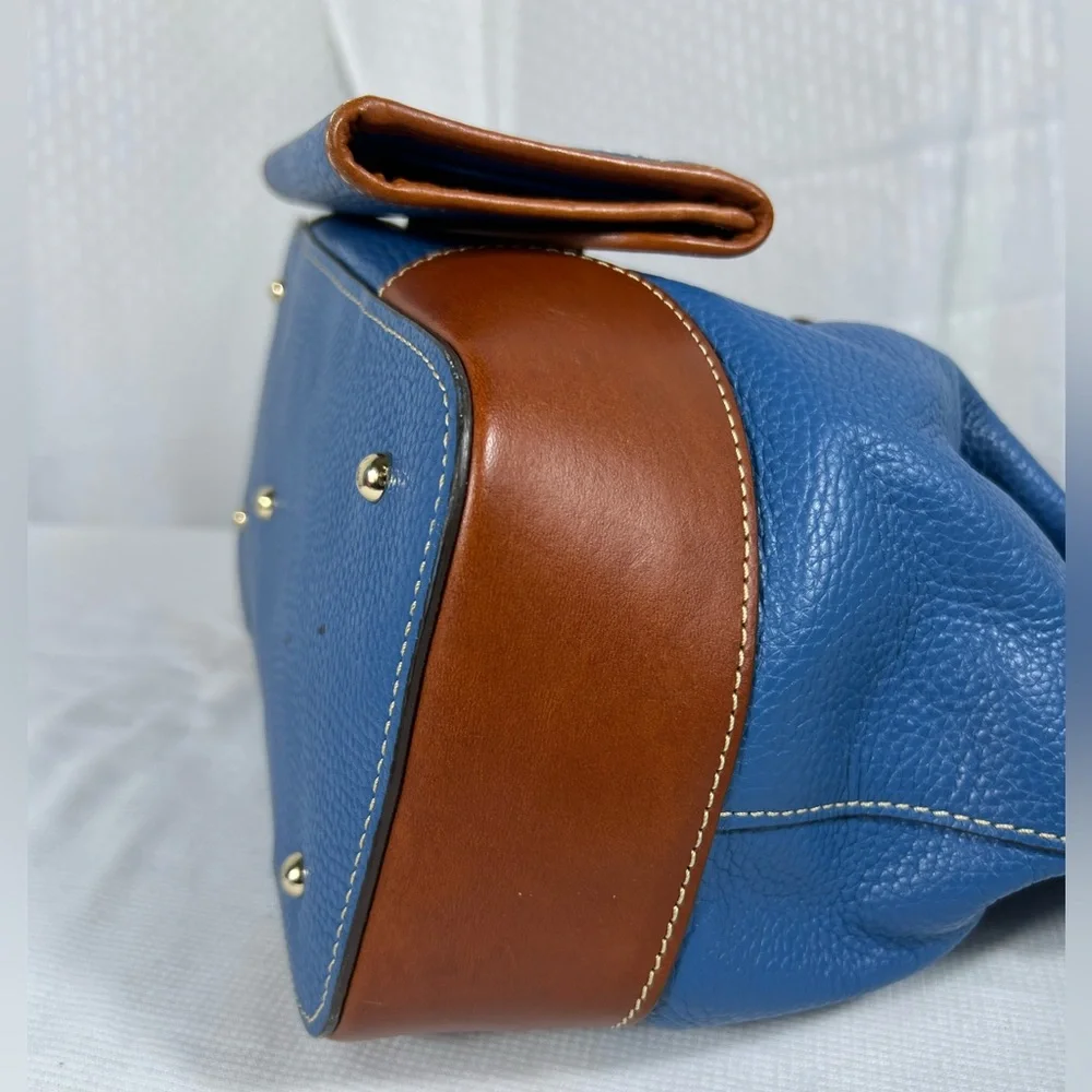 4220: Dooney & Bourke Pebble Grain Brenna Satchel & Wallet Blue 2 Pc Set